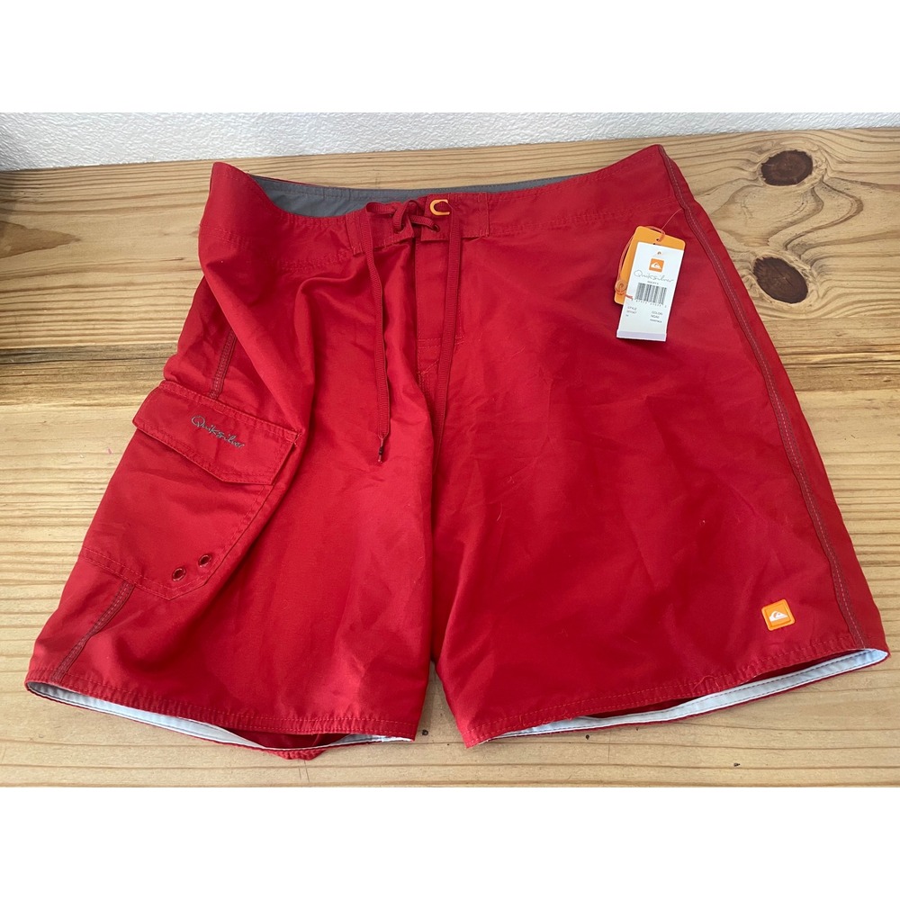 Men's Quicksilver Red Swim Trunk 34 Waist Waterman Collection Board Short NWT
